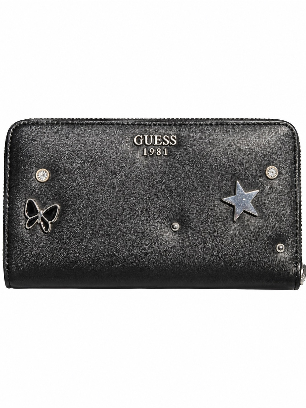 Guess Women's Black Wallet with Star & Butterfly Accents